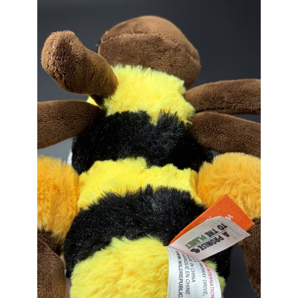 Wild Republic Bumble Bee Plush 8" Stuffed Animal Black Yellow Wings Fuzzy Insect - Picture 13 of 13